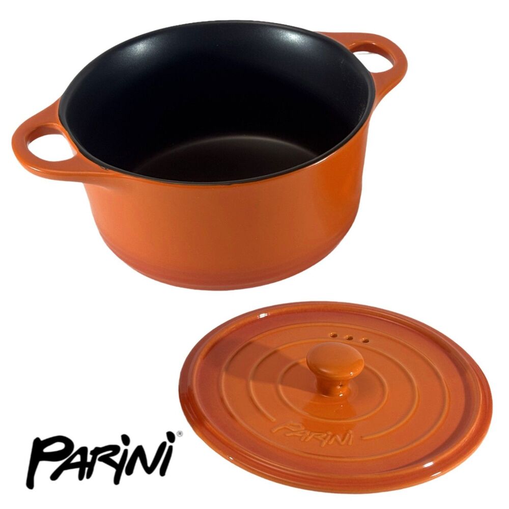 Parini 2 Qt Flameproof Casserole Dish w/ Lid Orange